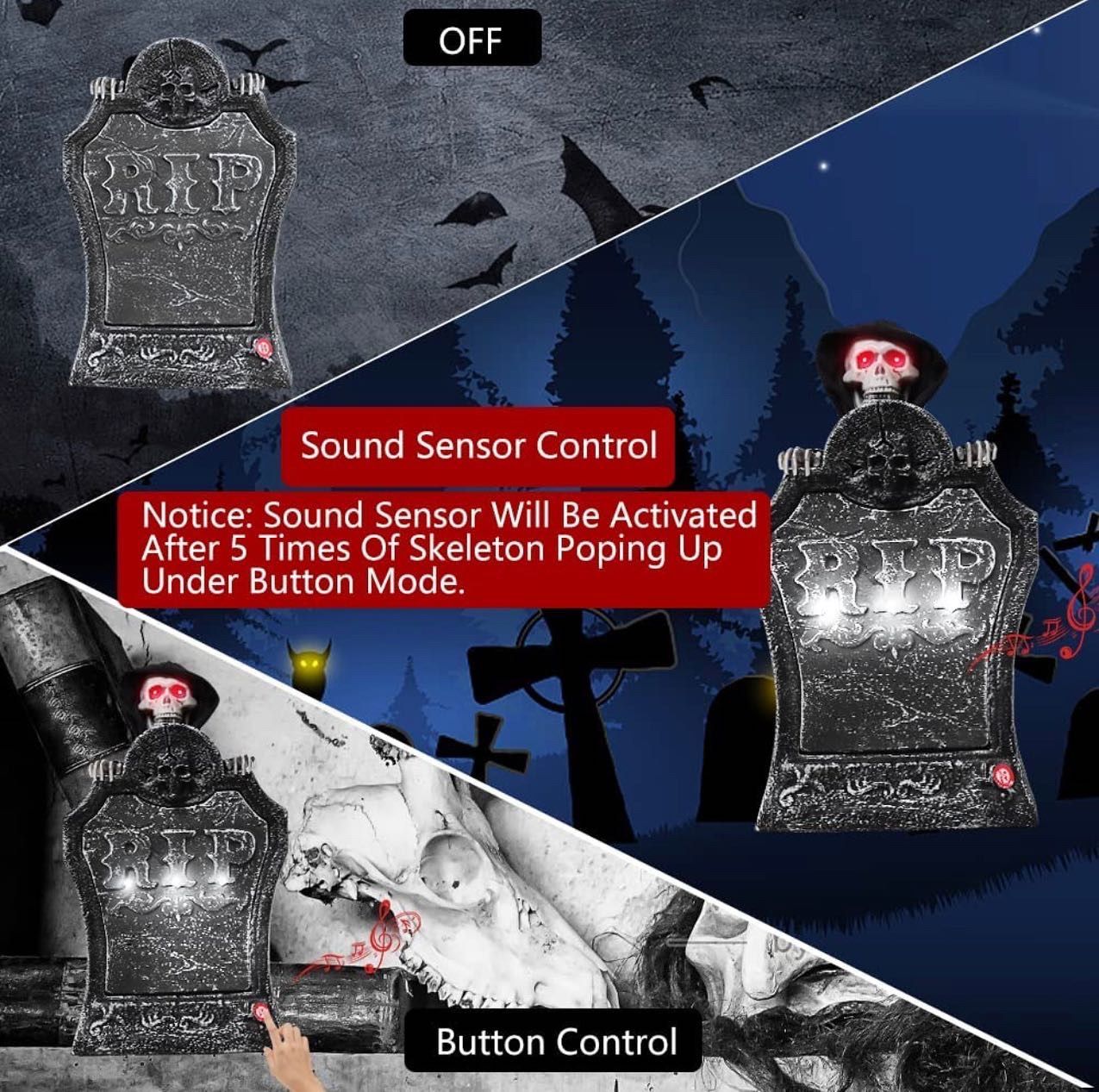 Animated Halloween Decor,Lighted Gravestone Tombstone Spirit Halloween