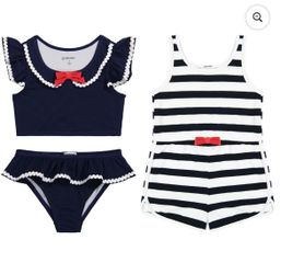 Sperry Navy, White & Red Girls 3-Piece Nautical Swim Set size 5t