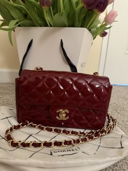 Chanel Patent Leather Vintage Burgundy Bag 
