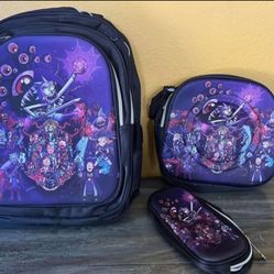 New 3 piece Rick and Morty backpack, lunch bag and pencil pouch 