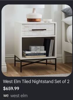 West Elm Wood Tiled Nightstands