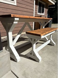 Farmhouse table and bench