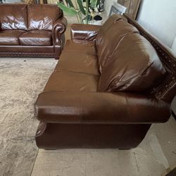 GENUINE LEATHER COUCH AND LOVE SEAT SET, DELIVERY AVAILABLE 