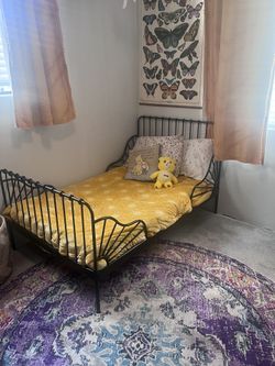 Rare Black Color- IKEA MINNEN Extendable Toddler To Twin Bed Frame