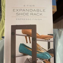 4-Tier Expandable Shoe Rack Espresso Finish