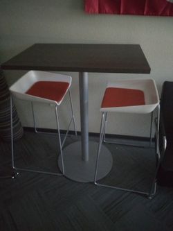 Steelcase table with scoop stools
