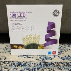 BRAND NEW GE 100 LED MINI LIGHTS WARM WHITE/GREEN WIRE 