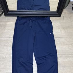 Y2K 2000s Baggy Navy Blue Nike Baggy Sweatpants/ Track Pants
