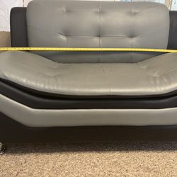 Faux  Modern Leather Black And Gray Small Sofa