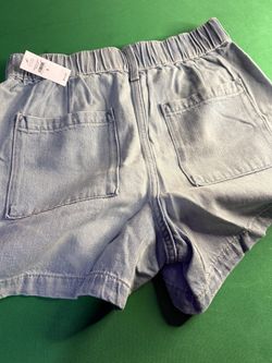 Light Wash Denim Shorts with Elastic Waist