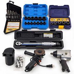 Garage Tool Lot - Grinder, Air Impact, Torque Wrench & Extractor Sets