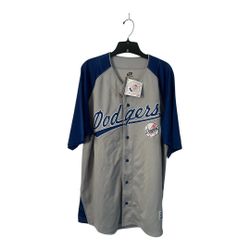 New Dodgers Grey Jersey Blue   Letters & button Original Size XLarge