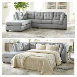 🟡Same Day Delivery/ Falkirk Steel 2-Piece LAF Sectional with Chaise and Sleeper 