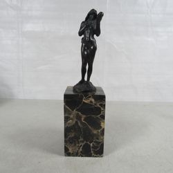 Eve With Apple Garden Of Eden Temptation Bronze & Marble Statue
