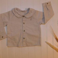 PAZ Rodriguez Baby Boys 12 Months Beige Neutral Button Shirt - Made in Spain