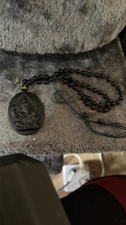 Ganesh Black Necklace With Shungite Black Stone Bracelet Set