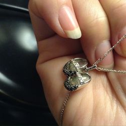 10K white gold black & white diamonds baby shoe charm
