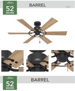 Shop Hunter Barrel 52 in. Matte Black Indoor/Outdoor Ceiling Fan Included For Patios or Bedrooms