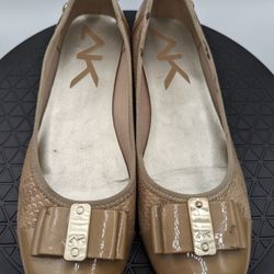 Anne Klein Bow Flats Snakeskin Print Brown Women 8
