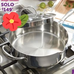 SARTEN DE 11"DE ACERO INOXIDABLE TRI PLY PRINCESS HOUSE CON TAPA COLADORA 🌷🌹