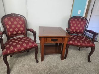 Victorian Style Armchairs Set of Two and accept table