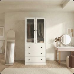 for a project 20" D Armoire Wardrobe Closet With Fluted Glass, 71" H Clothing Storage no hardware!!! for a project