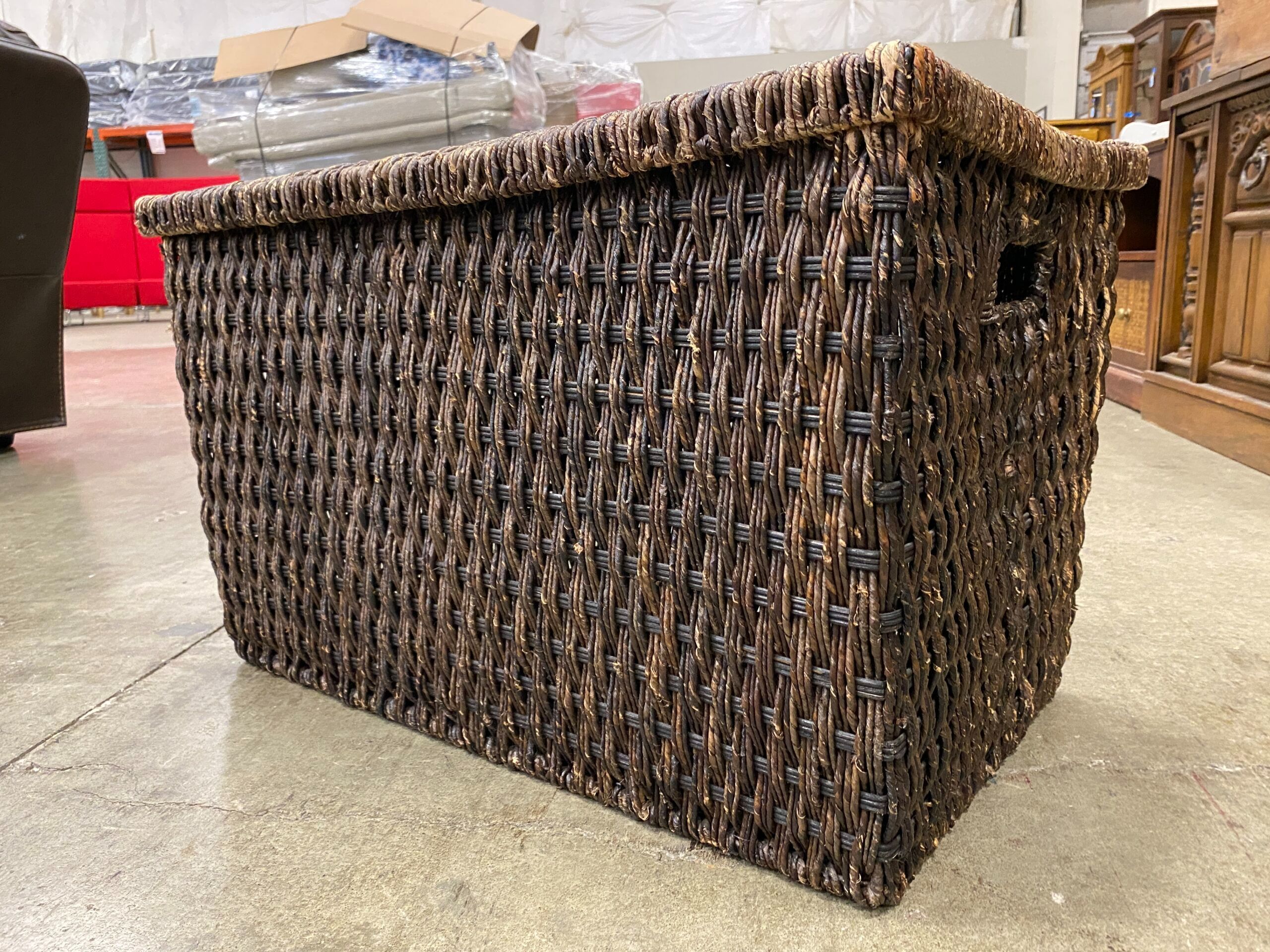 Dark Brown Wicker Storage Chest