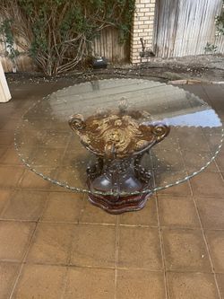 Glass Table, Top Antiques, No Chips Very Nice Quality