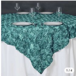 Turquoise 3D Rosette Satin Square Overlay