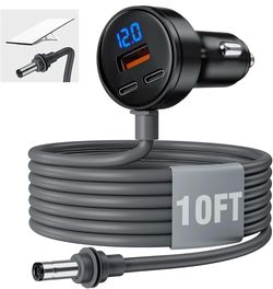 Car Charger for Starlink Mini, 12V-24V Car Adapter USB-C 60W DC Output 10FT 4-in-1 car charger for Starlink Mini with voltage display and 12V-24V dual