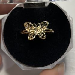 14k solid gold butterfly ring