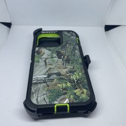 For iPhone 13 Pro Green Tree Camouflage Belt Clíp Case 