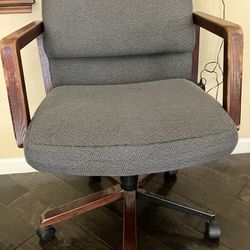 Grey Cushion Wooden Office Chair