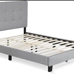 Marco de cama con plataforma tapizada y botones, tamaño Full, color gris no incluye Colchon $130 smyrna