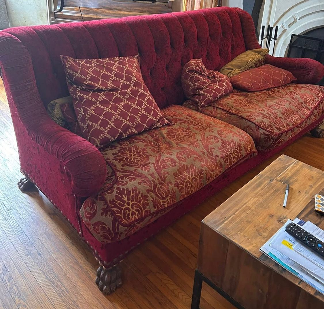Large Red Retro Couch