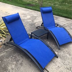 Pool Side lounge chair, 3 piece aluminum
