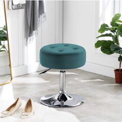 NWOB ASSEMBLED Velvet Vanity Stool Makeup Stool Vanity Chair Height Adjustable Swivel Stool Round 