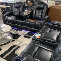 Party Time Midnight Reclining Sofa and Loveseat