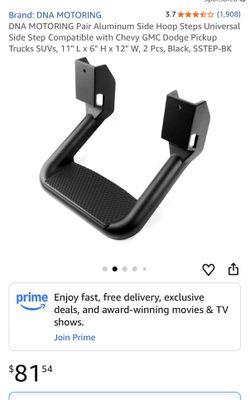 DNA MOTORING Pair Aluminum Side Hoop Steps Universal Side Step Compatible with Chevy GMC Dodge Pickup Trucks SUVs, 11" L x 6" H x 12" W, 2 Pcs, Black,