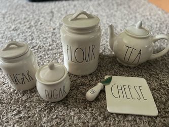 Rae Dunn Kitchen Bundle – Sugar, Flour, Tea & Cheese Set
