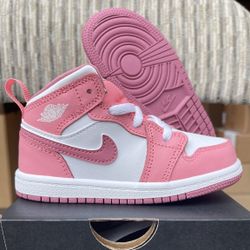 Jordan 1 mid pink td size 6c/7c/8c/9c