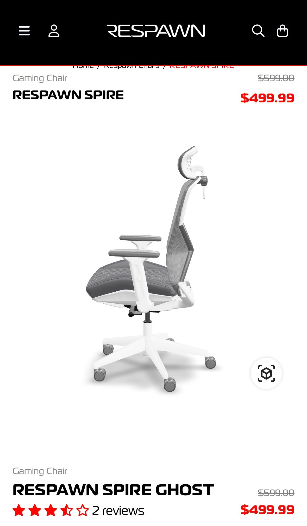 Respawn 900 Respawn Gaming Chair Black And White Respawn - Main Image
