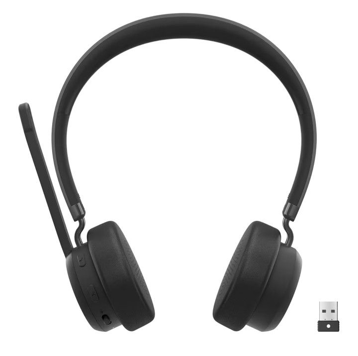 Lenovo Wireless VoIP Headset Teams Certified, Noise-Canceling Mic, Bluetooth 5.3 Multipoint, USB-A Receiver, 31-Hour Talk & 60-Hour Playback, Lightwei