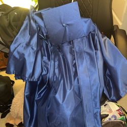 Blue Graduation Cap and Gown 