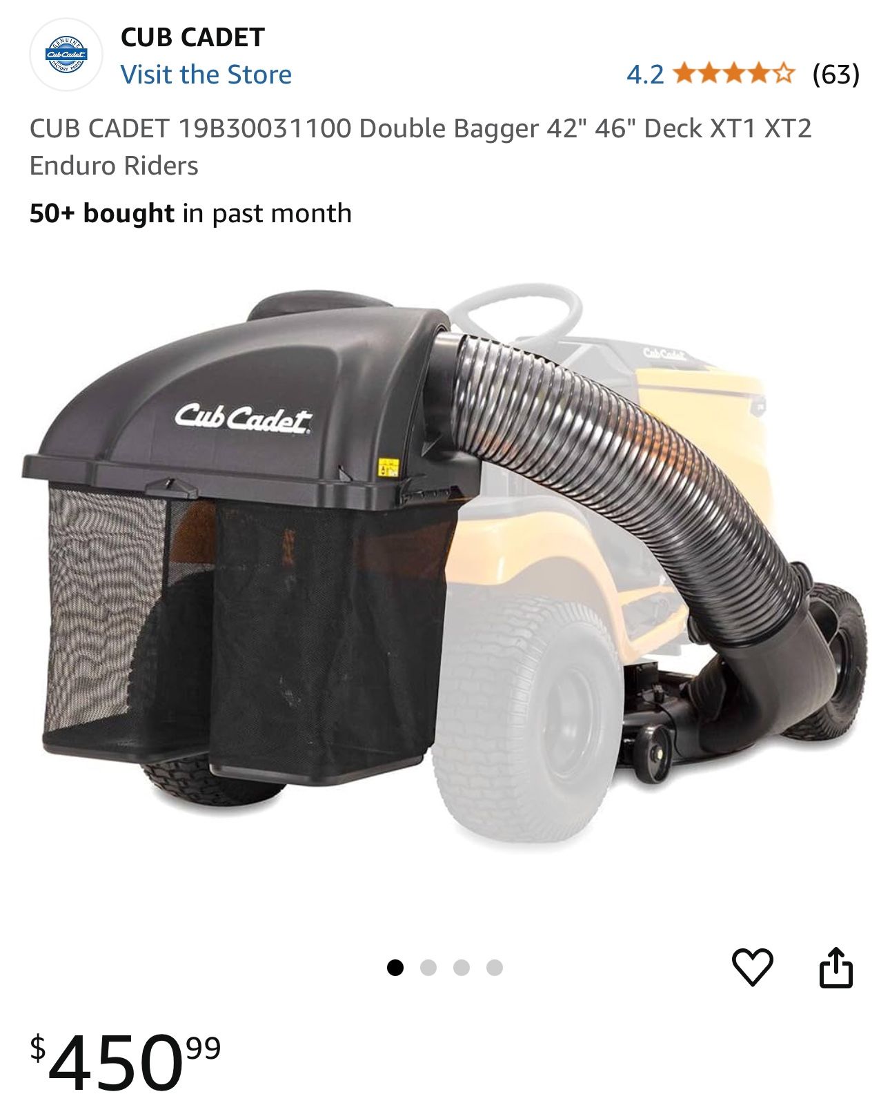 CUB CADET Double Bagger 42 46 Deck XT1 XT2 Enduro Riders