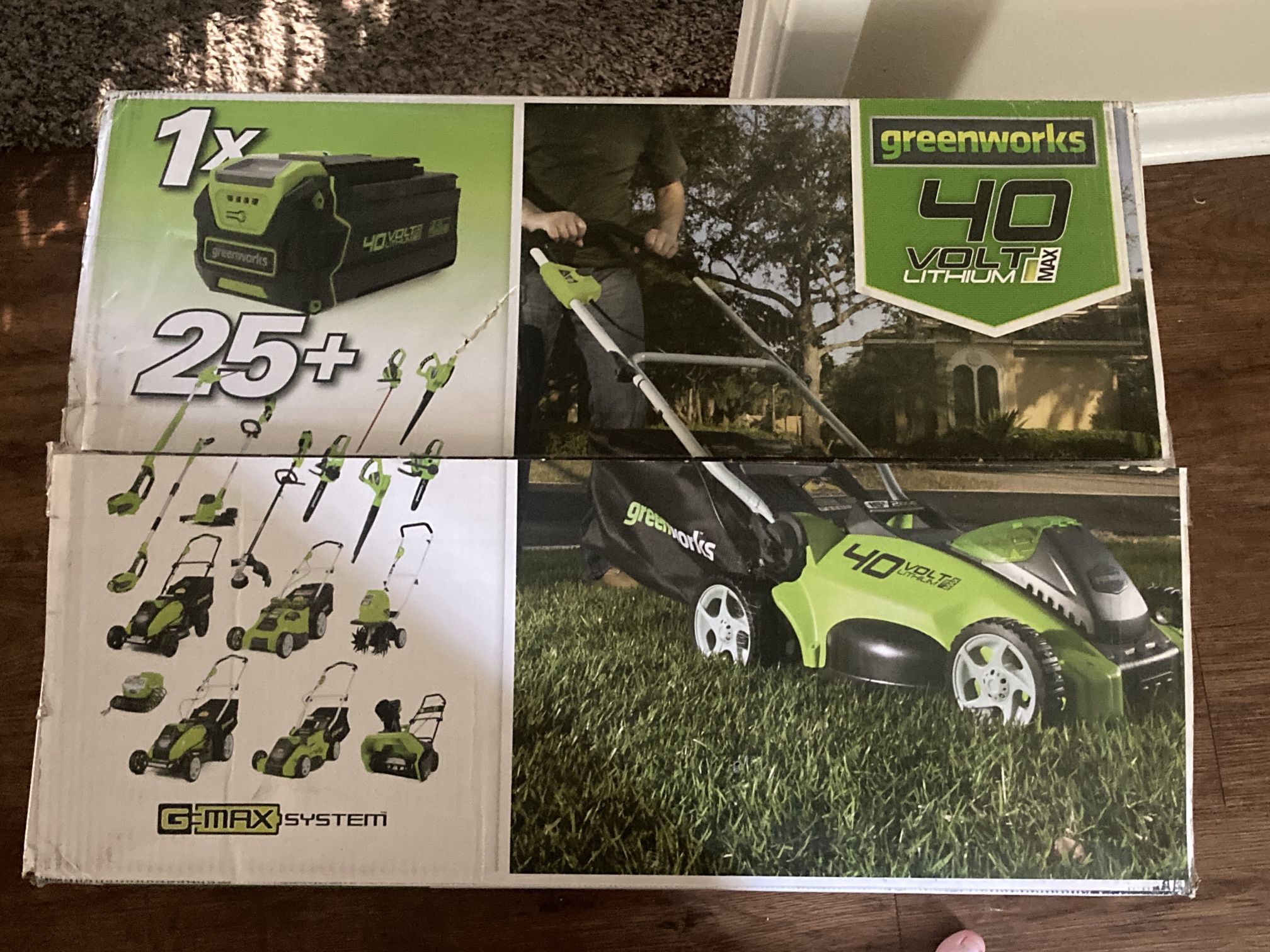 Brand New Greenworks g-Max 40 Volt Lawn Mower