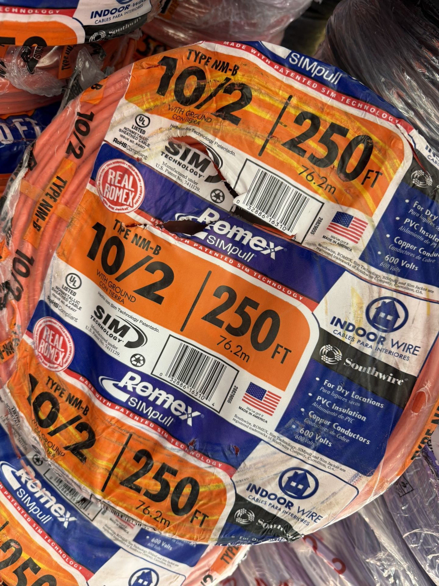Romex Wire 10/2 250ft Electric Copper Cable New Roll
