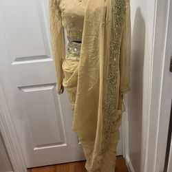 sari dress chiffon embroidered