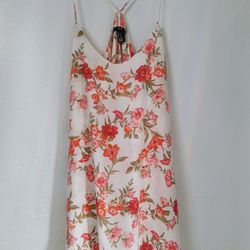 Forever 21 White And Pink Floral Flowy Dress Size Small 