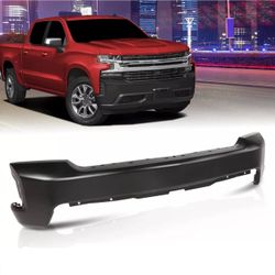 Black Steel Front Bumper For 2019 — 2022 Chevy Silverado 1500 W/o Sensor Holes GM1002875（comes in two pieces）